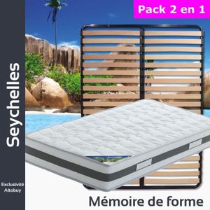 ENSEMBLE LITERIE Seychelles - Pack Matelas + Lattes 130x190