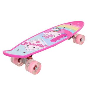 SKATEBOARD - LONGBOARD Skateboard - Motif licorne - Rose - 59x15x11cm - 4 roues - PP+PU
