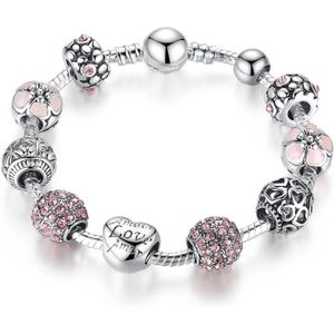 Pandora Bracelet argent\u00e9-rose \u00e9l\u00e9gant Bijoux Bijoux de bras Bracelets 