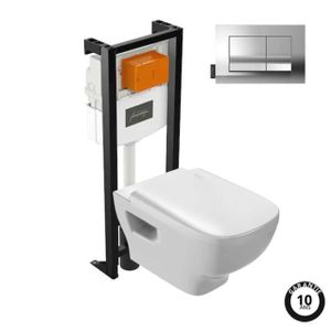 WC - TOILETTES Pack WC suspendu sans bride JACOB DELAFON Struktura+ bâti-support + plaque Chrome