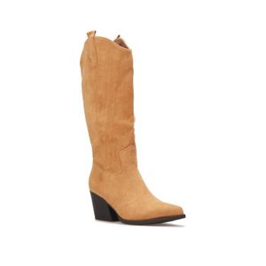 BOTTE Bottes santiags en suédine - LA MODEUSE - Camel - 