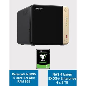 SERVEUR STOCKAGE - NAS  QNAP TS-464 8GB Serveur NAS 4 baies EXOS Enterprise 8To (4x2To)