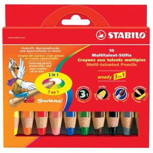 Stabilo Woody – Crayons Multi-talents 3 En 1, Avec Affûteur, 6/10