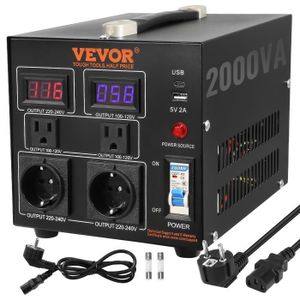 Convertisseur De Tension 220V Vers 110V 1000W - Transformateur Puissant Noir Pour Appareils Électriques US/EU