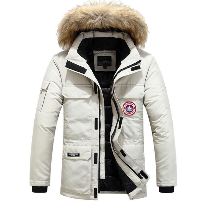 Blanc)Manteau D'hiver Coupe-vent Hommes Fourrure à Capuche épaissir Parka  Veste Hommes Streetwear Blanc Blanc - Cdiscount Prêt-à-Porter