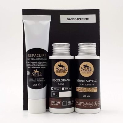Kit Entretien Cuir Sofolk - Nettoyant, Huile Nourrissante, Vernis - Pour Sièges Auto, Canapés, Maroquinerie