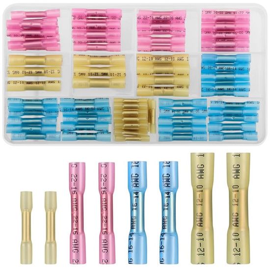 110 Pièces Connecteurs Thermorétractables, 26-10 AWG, avec Gaine Thermorétractable, Imperméable Cosse Thermoretractable, Connecteur à Souder, Connecteur de Câble(6 Spécifications 110 Pièces Connecteurs Thermorétractables, 26-10 AWG, avec Gaine Thermorétractable, Imperméable Cosse Thermoretractable, Connecteur à Souder, Connecteur de Câble(6 Spécifications