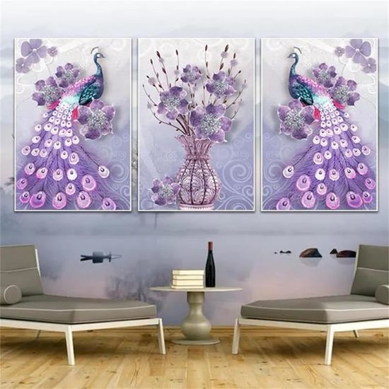 DPHERO Kit Diamond Painting 5D Paon & Fleurs - 30x40cm - Art Diamant DIY