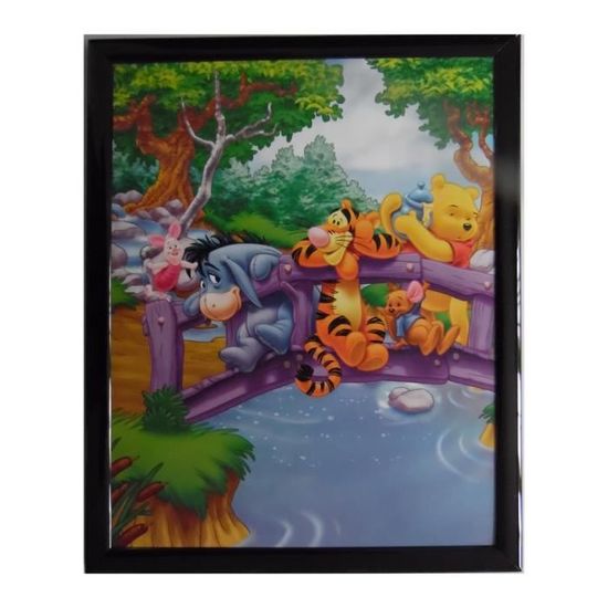 Tableau Disney Tigrou Winnie l'Ourson et Porcinet cadre 23 x 23 cm 