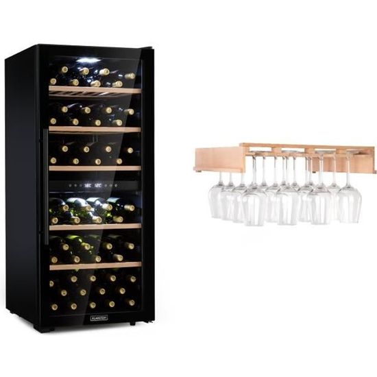 Klarstein Barossa 102 Duo Cave à vin de luxe 102 bouteilles - 2 zones réglables 5 à 18 ° C + étagère pour verres