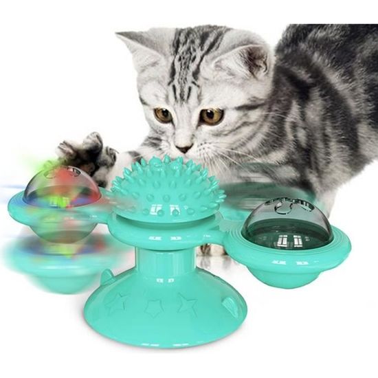 Cocopar jouet pour chat moulin à vent jouet tourbillonnant  pour chat drôle jouet pour chat scratching tickle bleu