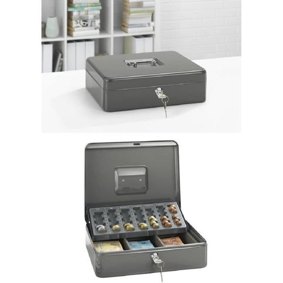 Caisse à monnaie sécurisée - monnayeur argent billets pièces serrure ...