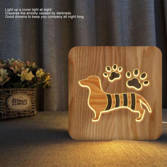 Lampe De Table En Résine - Forme Caniche Mignon - Veilleuse LED Rechargeable - Décoration D'intérieur Et Idée Cadeau - 7