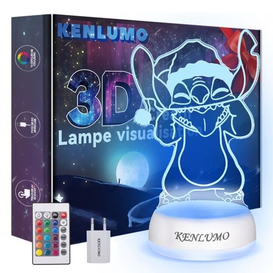 INTOBAS Stitch Veilleuse,Lampe Stitch,Lilo and Stitch Lampe 3D Capteur  Intelligent Changement Tactile Dessin Animé 7 Couleurs LED Chevet Lumière  d'ambiance,Cadeaux d'anniversaire,Cadeaux de Noël