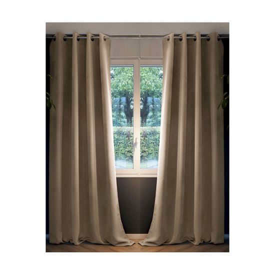 Rideaux Plissés Occultants Lin Beige - Doublure Thermique - Sur Mesure