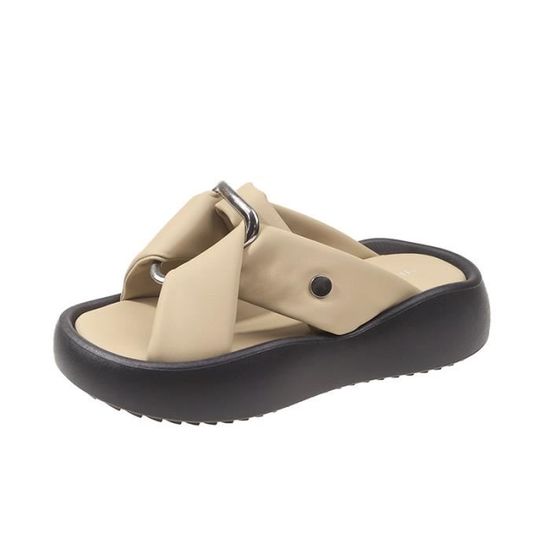 Acheter Pantoufles d'été chaussures femme bout fermé tongs respirantes femmes évider à lacets diapositives en plein air femmes plat livraison directe