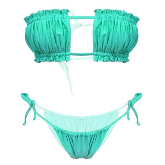Maillot de Bain Deux Pieces Femme Bikini String Ficelle Culotte Soutien Gorge de Plage Costume Natation Piscine Tankini Tanga S XL Bleu Turquoise Cdiscount Pret a Porter
