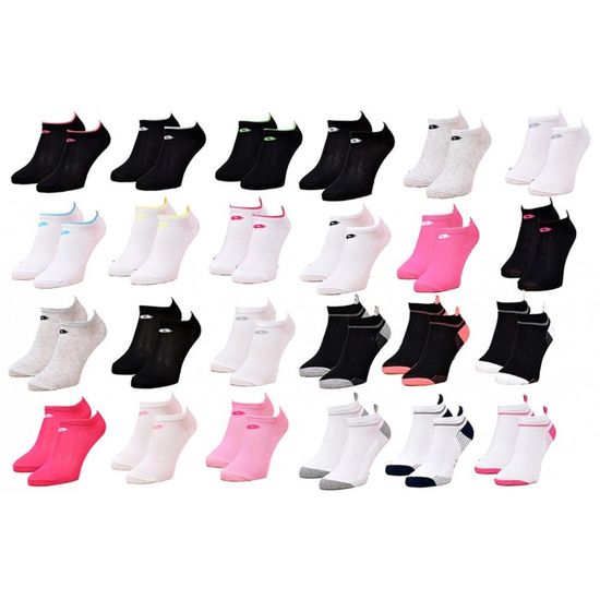 Lot De 6 Paires De Socquettes Femme Courtes - Coton, Blanc/Noir, Taille Unique 35-39