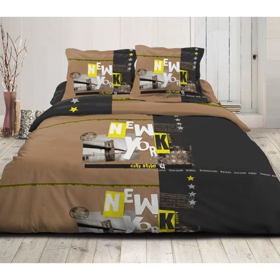 Housse de couette 240x220 New York + 2 taies coton 52 fils Housse de couette 240x220 New York + 2 taies coton 52 fils