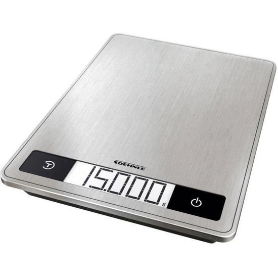 SOEHNLE -Balance de cuisine - 15 kg - précision 1g - 3xAAA incluses -Inox - Page Profi 200 - écran XXL 22mm - 0861509