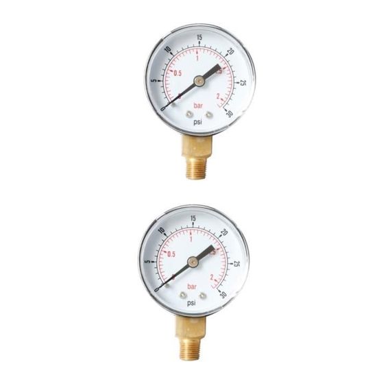 Manomètre Mini 0-4 Bar / 0-60 Psi - Filetage 1/4" NPT - Pour Air, Eau, Huile - Acier Inoxydable Et Laiton - 2