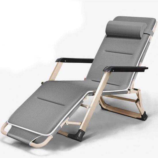 Chaise Longue Jardin Zéro Gravité - Réglable 90° à 170° - Coussin Et Appuie-tête - Pliable - Supporte 200 Kg - 3