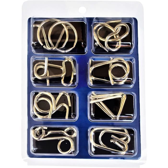Cassetête en Métal 3D Puzzle Set, 8Pcs Cassetête Logique Test Brain
