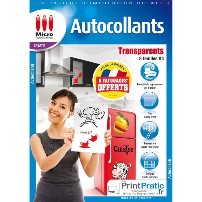 Papier imprimable transparent autocollant micro application 5091