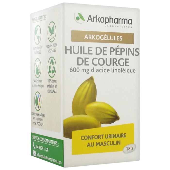 48211 Arkopharma Arkogélules Confort Urinaire Huile de Pépins de Courge Bio 180 Gélules