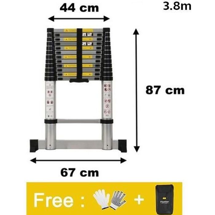 3.8M Échelle Pliable, Echelle Telescopique, OOBEST Sac de transport OFFERT