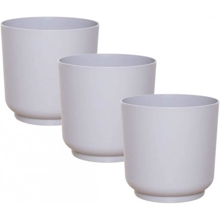 Rond, Petit, Pots De Fleurs, Pot Plante, Jardiniere, Vase, Petite, Interieur, Exterieur, Incassable- Version: 15 Cm - 3 St. - Grau
