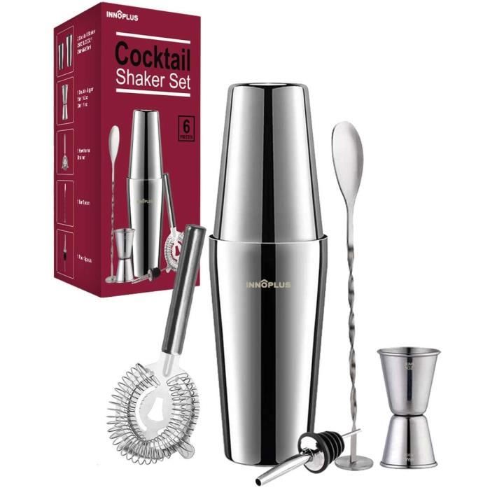 Shaker Cocktail, Mojito Kit Cocktail, Cocktail Shaker Kit en Acier Inoxydable, Professionnel Mojito Bar Barman Shaker à Cocktail Kit