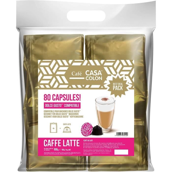 80 CAPSULES COMPATIBLES DOLCE GUSTO ® CASA COLON CAFFE LATTE