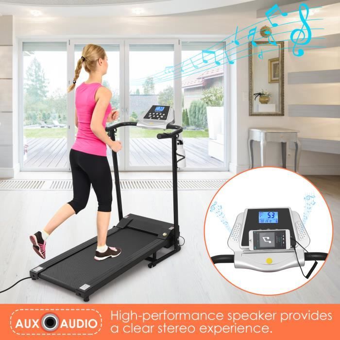 Tapis de marche pliable 1.5HP 1-10 km/h , fréquence cardiaque, 12 programmes tapis de course electrique pour appartement