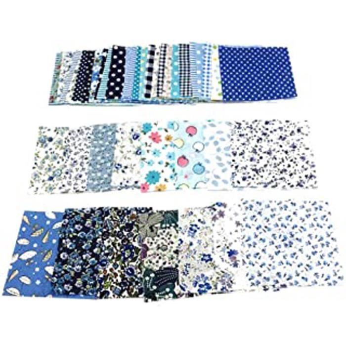 Kit de couture 50 pièces 10 x 10 cm Tissu en coton patchwork floral uni pour couture, matelassage, fournitures de couture pour les d