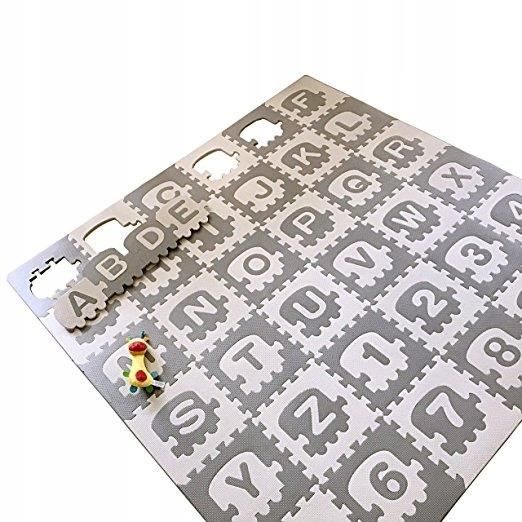 BIMBE - Tapis d'éveil Puzzle 36 éléments 180x180cm bébé/enfant - Dalles sensorielles lettres mousse non toxique EVA 30x30 -