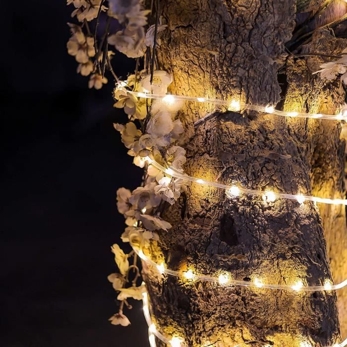 Guirlande Tube Lumineuse d'extérieur 200 LED avec minuteur et 8 modes – 10m - Avec prise secteur non alimentée par piles - Tuyau lum