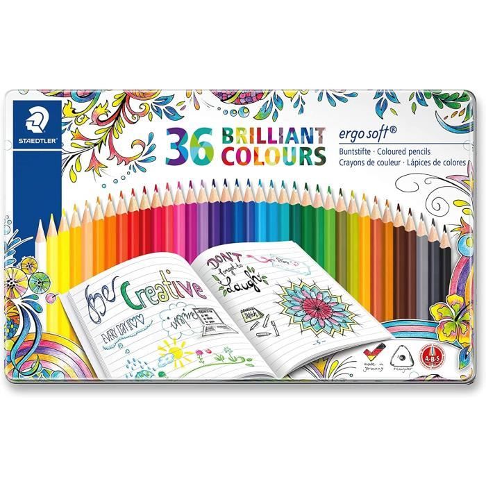 Staedtler 157 M36JB ST Ergosoft Set de 36 Crayons de couleur avec système anti-casse pour coloriage enfant/adulte mine douce 3 mm Co
