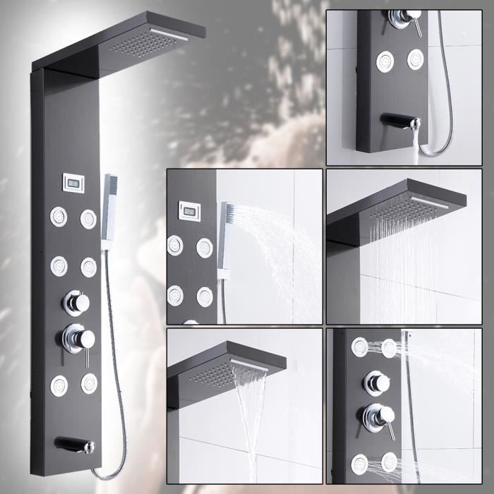 Colonne Douche Hydromassante avec Écran LCD et Lumières LED Panneau de Douche avec l'affichage de température MILLIONTEK