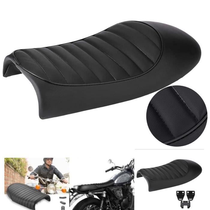 Moto cuir PU Vintage Cafe Racer Seat selle plate pour Honda CG125 GN CG CB400SS noir HB0044