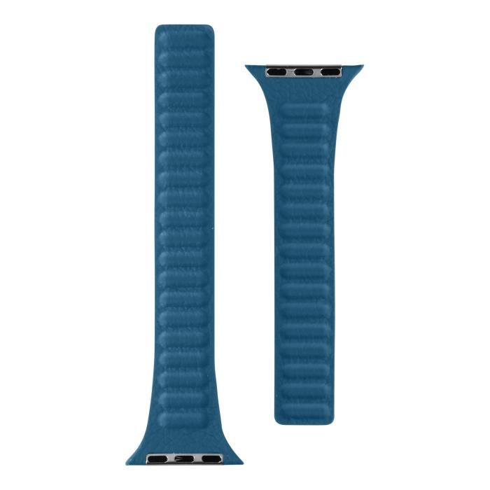 Bracelet Apple Watch 42 - 44 mm en Simili-cuir avec Fermeture aimantée bleu