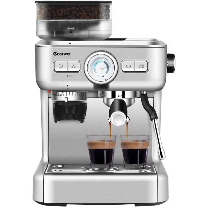 DREAMADE Machine à Café Automatique avec Broyeur Réglable de 30 Gammes&Buse Vapeur,Machine à Café Grains,1350 W