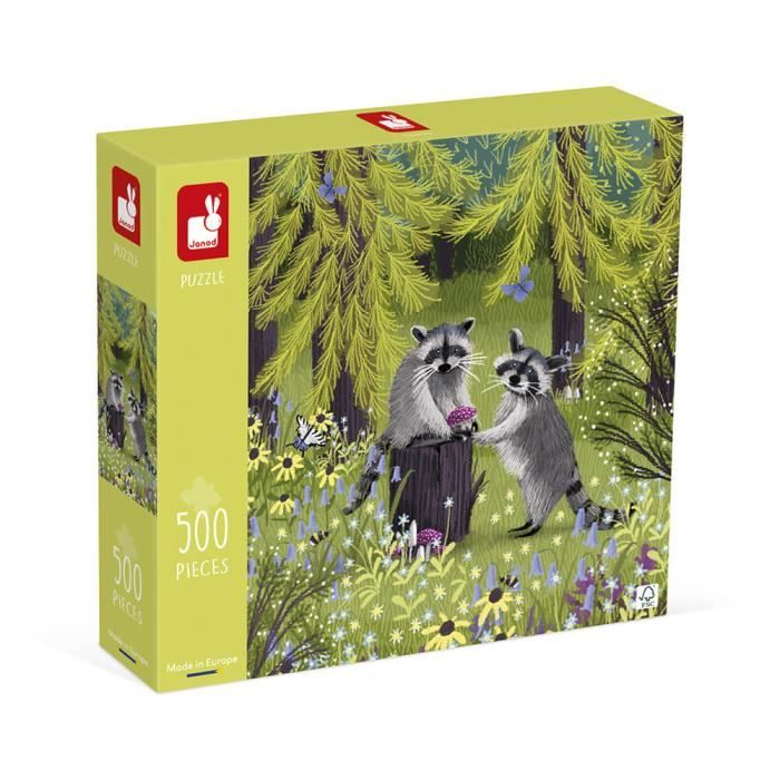JANOD - Puzzle les Ratons laveurs - Puzzle Enfant et Adulte 500 Pièces - Puzzle Carton et Emballage FSCTM - Dès 8 Ans