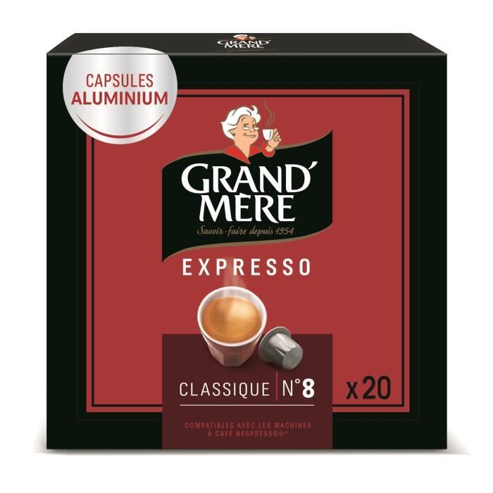Grand-mère Café Capsules Espresso Classiques x20, en aluminium compatibles avec le système Nespresso - 104g