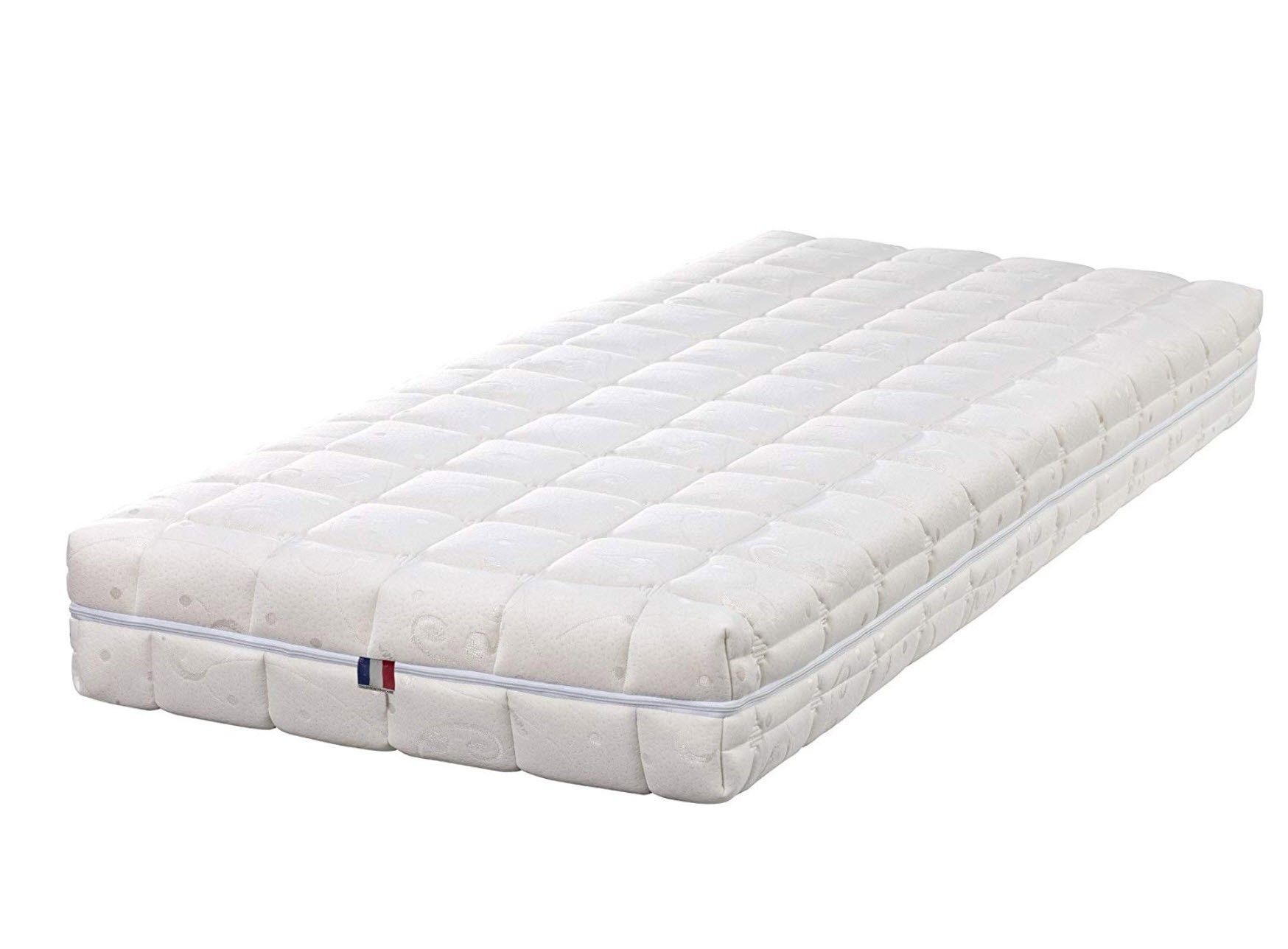 Matelas Face été Latex Naturel 80 Kg-m3 Face Hiver Mémoire de forme 60 Kg-m3 + Alèse 70x190 x 21 cm Ferme - Déhoussable Housse