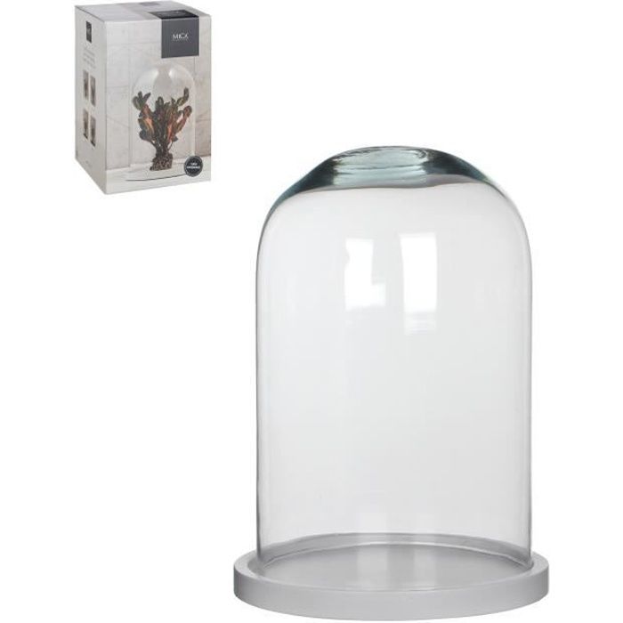 Mica Decorations Hella Cloche - H30 x Ø21 cm - Transparent, Blanc