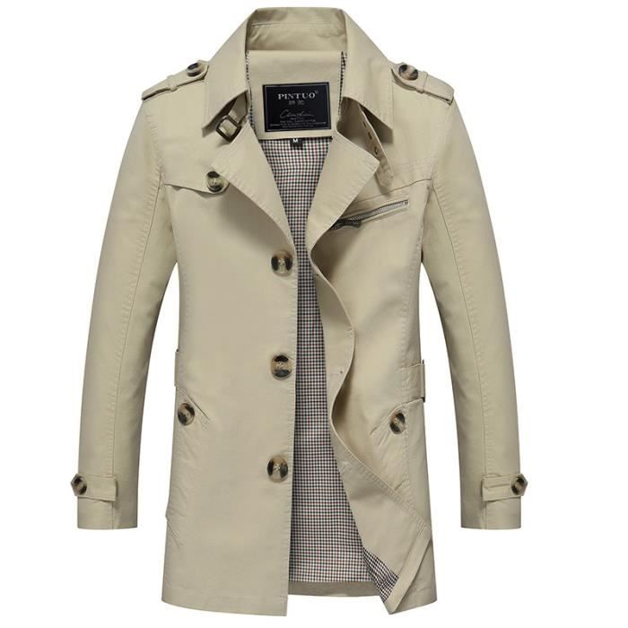 Blouson homme Blouson à boutonnage simple Blouson sans capuche Coupe-vent homme Blouson en coton Blouson moyenne et longue Blouson