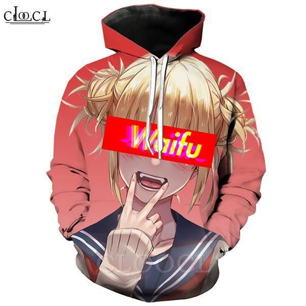 Sweatshirt Homme COSPLAY,Sweat à capuche Anime fille Toga Himiko My Hero Academia, impression 3D, à manches longues, pulls à capuc