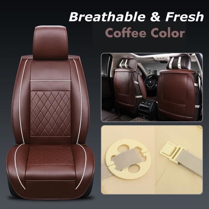NEUFU Coussin Couvre de Siège en Cuir PU Universel pour Voiture BRUN