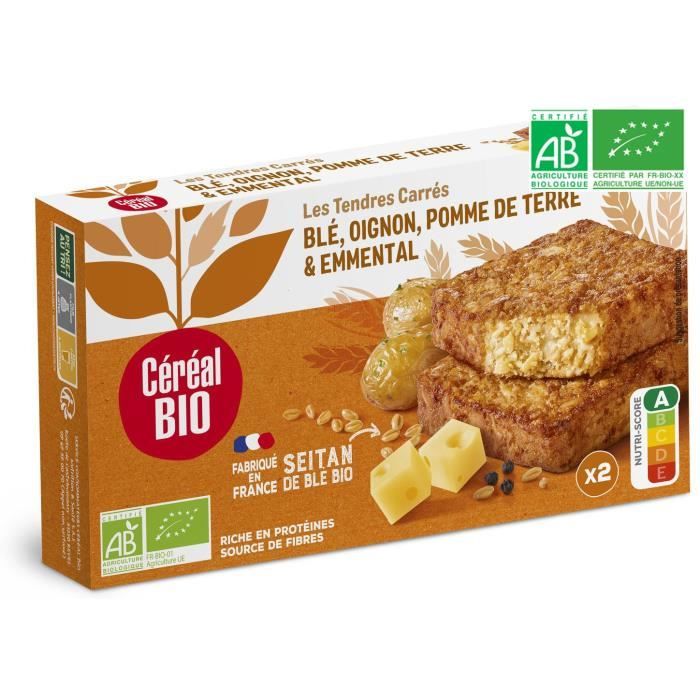 CEREAL BIO Tendres carrés végétarienne à base de blé et de fromage Emmental Bio - 200 g